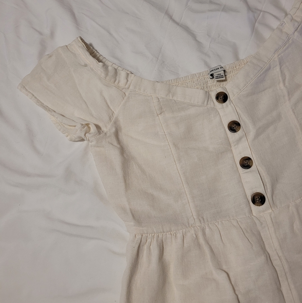 Women's Cream Button-Down Jumpsuit